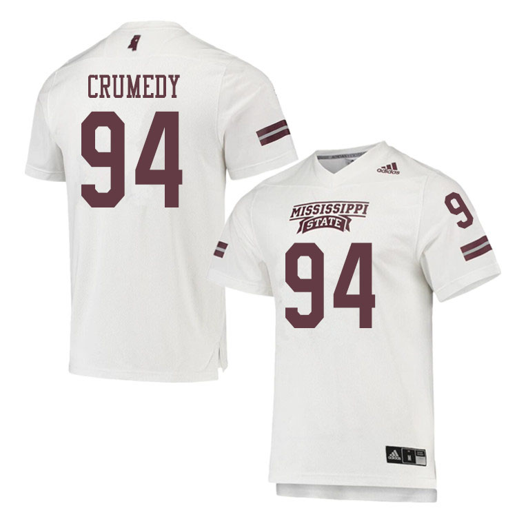 Men #94 Jaden Crumedy Mississippi State Bulldogs College Football Jerseys Sale-White